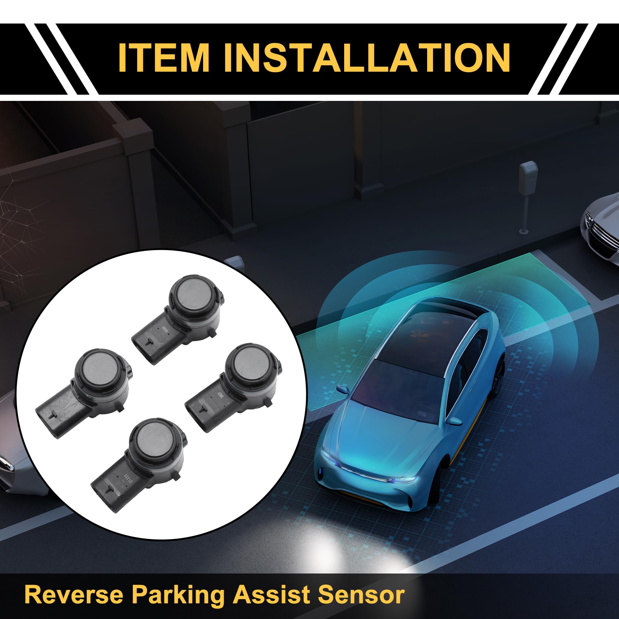 REPAIROCK 4 Pcs Bumper Backup Parking Sensor for Ram 1500 2500 3500 4500 5500 2019-2020 Reverse Parking Assist Sensor No.5YV68TZZAA Black