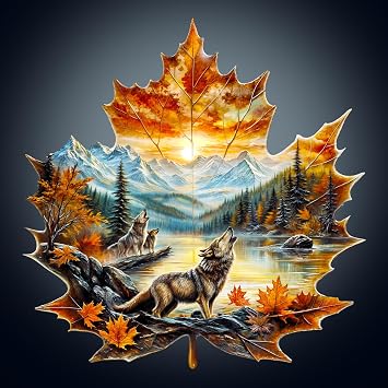 WOODBESTS Wooden Puzzles for Adults190 Pieces-11.4 * 11.2in Wolf King Autumn Wood Puzzles Adult-Unique Shape Wooden Jigsaw Puzzles with Wooden Storage Box-Personalized Gifts for Puzzle Lovers