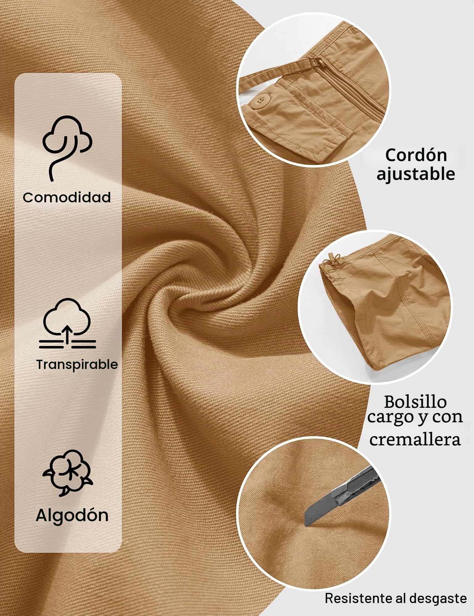 TACVASEN Hombres 100% Algodón Pantalones Cortos de Carga 3/4 Casual Pantalones Cortos Militares al Aire Libre con Muchos Bolsillos