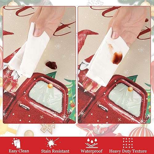 Miniatura 5 de U'Artlines Juego de 2 tapetes de cocina de Navidad, diseño de gnomo a cuadros negros, antifatiga, antideslizante, acolchados, cómodos, tapetes de
