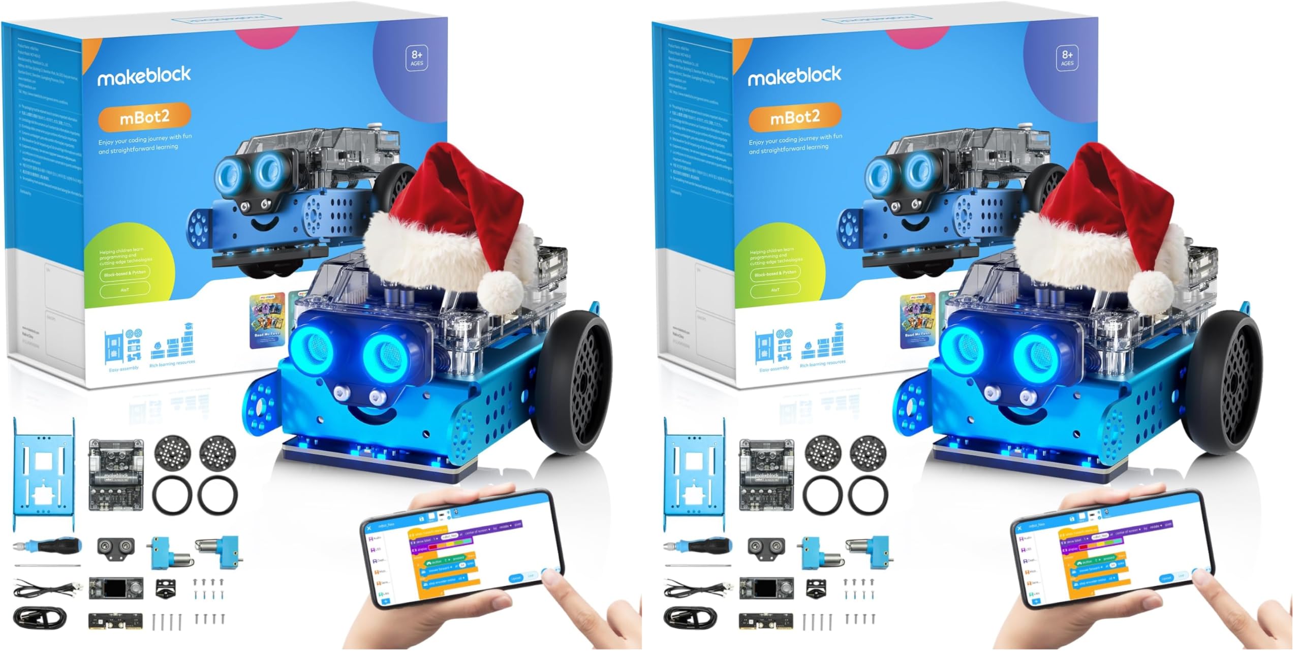 Makeblock mBot2 Coding Robot for Kids, Code Learning Support Scratch &amp; Python Programming, Robotics Kit for Kids Ages 8-14 and up, Building STEM Robot Toys Gifts for Boys Girls (Pack of 2)