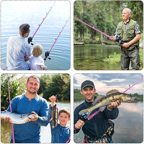 Miniatura 7 de Juego de 310 piezas de caña de pescar y carrete, caña de pescar telescópica con carretes giratorios, bolsa de transporte, kit de caña de pescar, kit