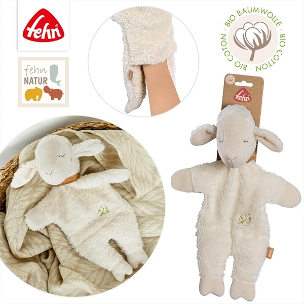 Fehn marionnette mouton NATUR - Compagnon de jeu, aide au sommeil, marionnette à main et doudou en coton issu de l'agriculture biologique - pour bébés et jeunes enfants à partir de 0+ mois - 5