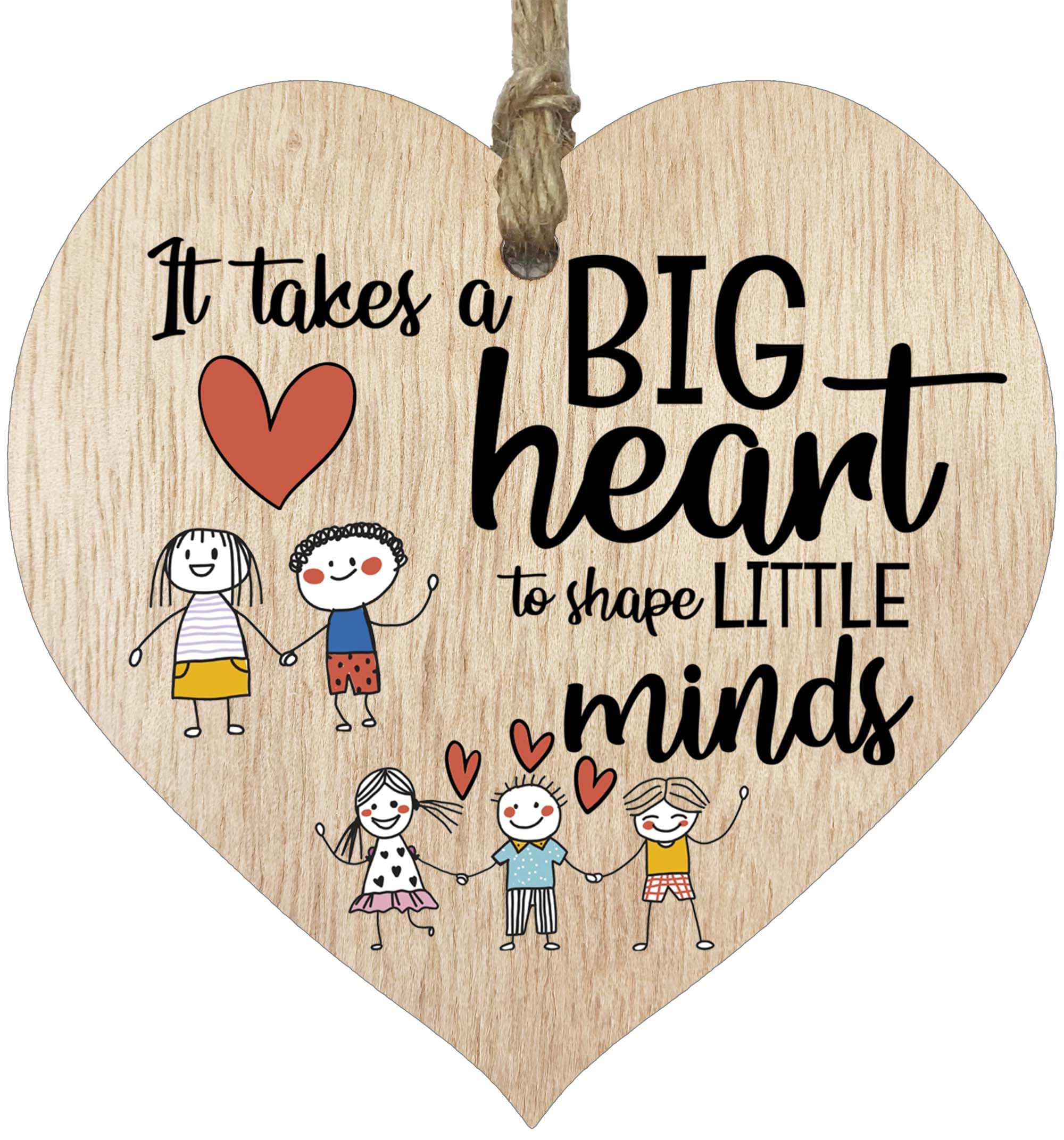Big Hearts to Shape Little Minds - Hanging Wooden Heart Sign Plaque Thank you Gifts for Teachers - Light Wood Hearts Signs, Thank You Teacher Gifts, Thank You Plaque, Teacher Leaving Present