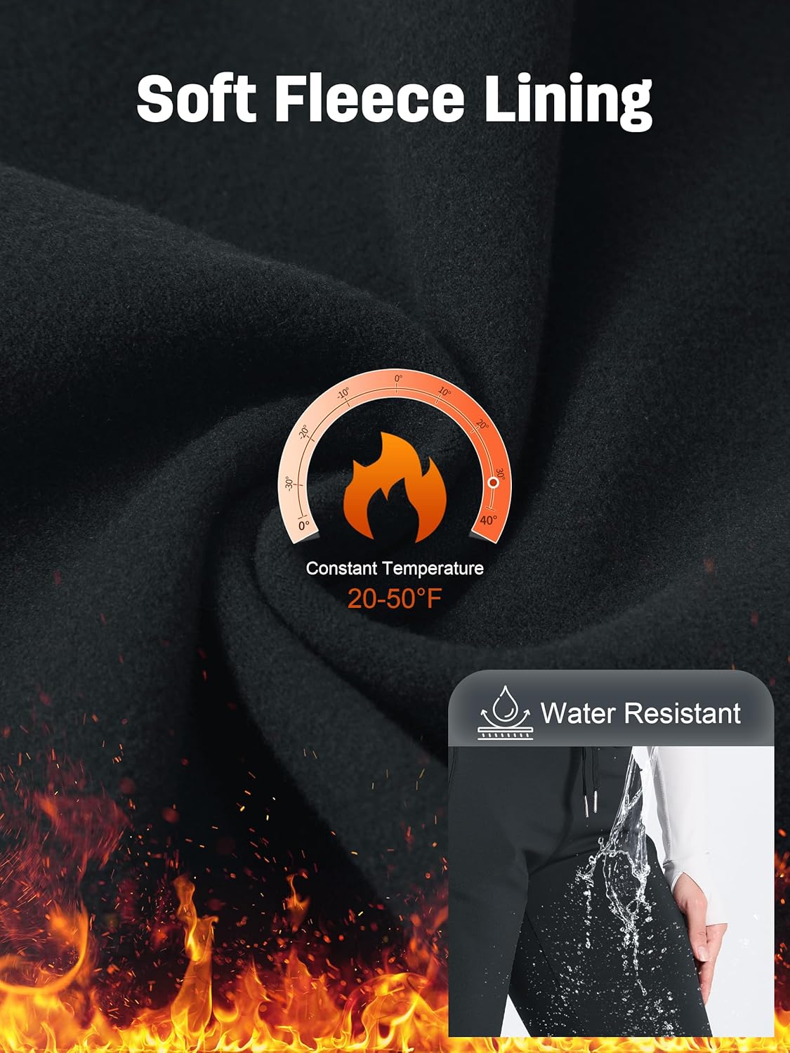 SEVEGO Women 30"/32"/34"/36"/38" Tall Inseam Fleece Lined Joggers Water Resistant Hiking Pants with Zipper Pockets - Image 4