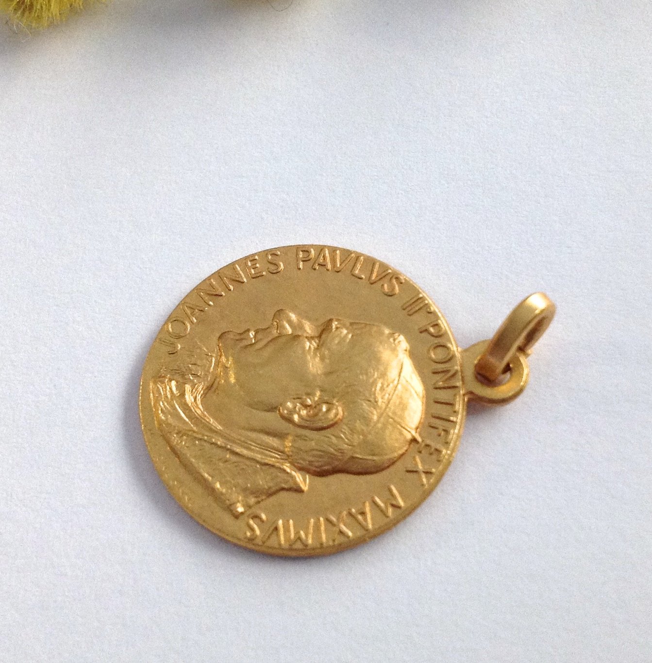 I G J Médaille de Saint- Pape Jean Paul II (Pape Wojtyla)-En Argent sterling 925 Plaqué Or