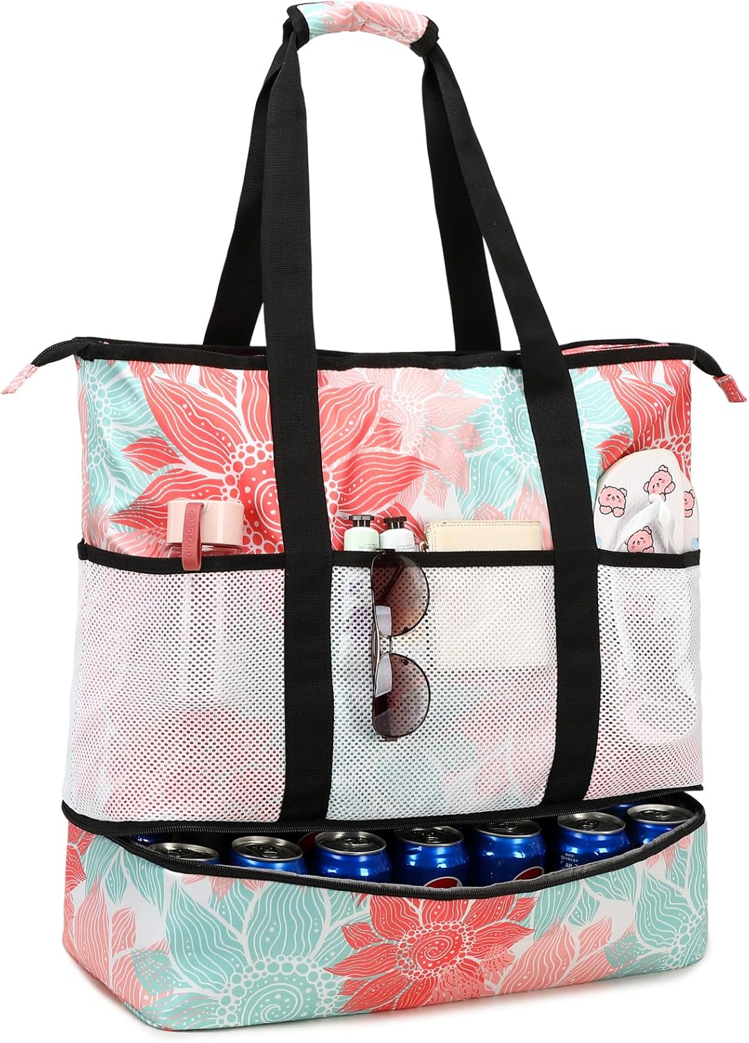 Octsky Beach Bag Tote Pool Bag with Cooler 9 Pockets Zipper Waterproof Sandproof Leakproof Xl Beach Bags for Women