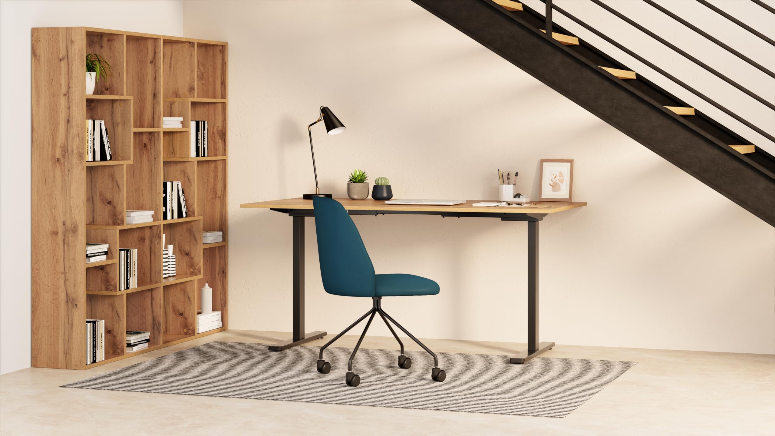 MOBILI FIVER, Bureau Clara 160x80, Bois Rustique, avec Pieds Fixes Noirs, Mélaminé/Aluminium/Acier, Bureau d'ordinateur pour Bureau