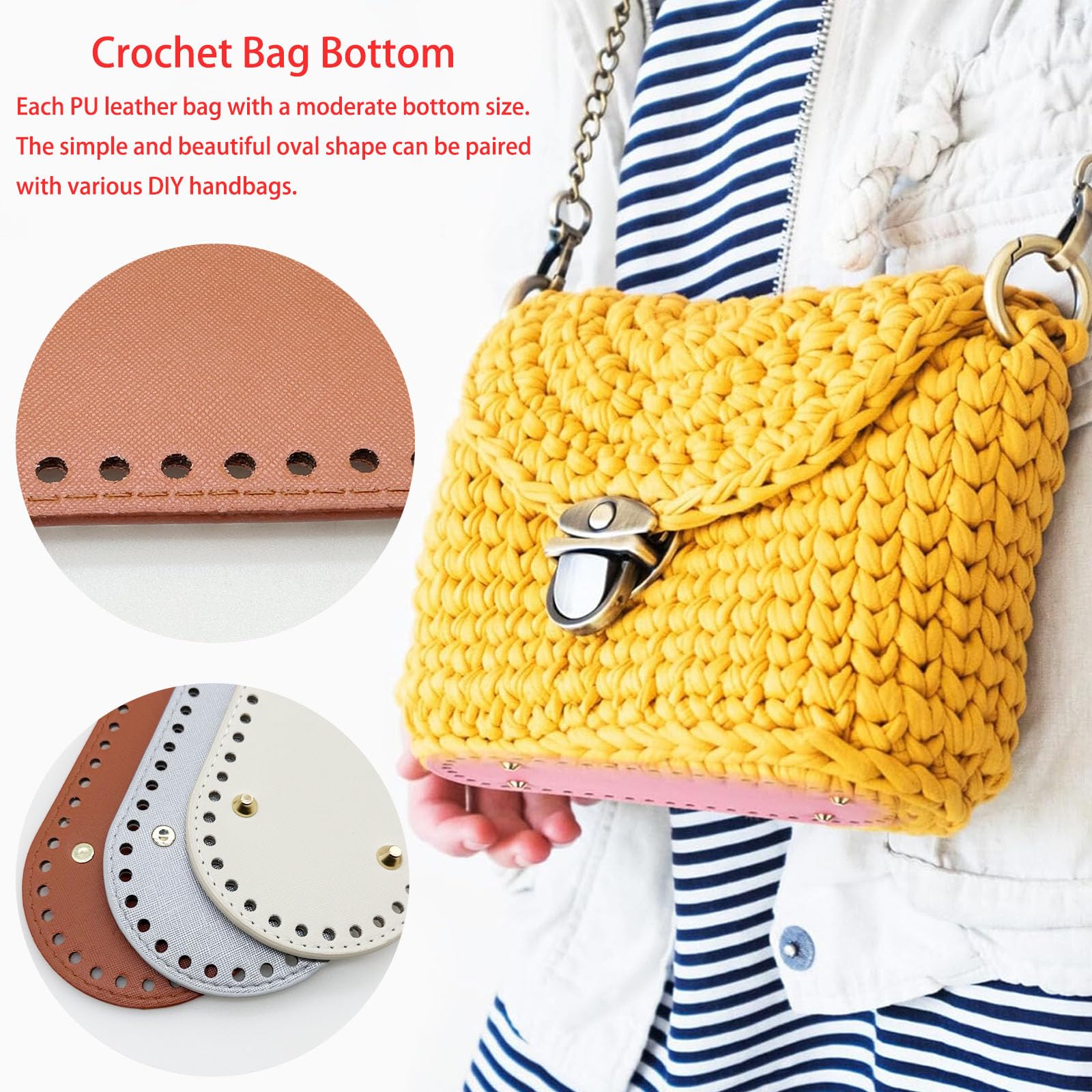 JMZLLRX 6 Color PU Leather Bag Bottom Base Crochet Bag Bottom - Image 4