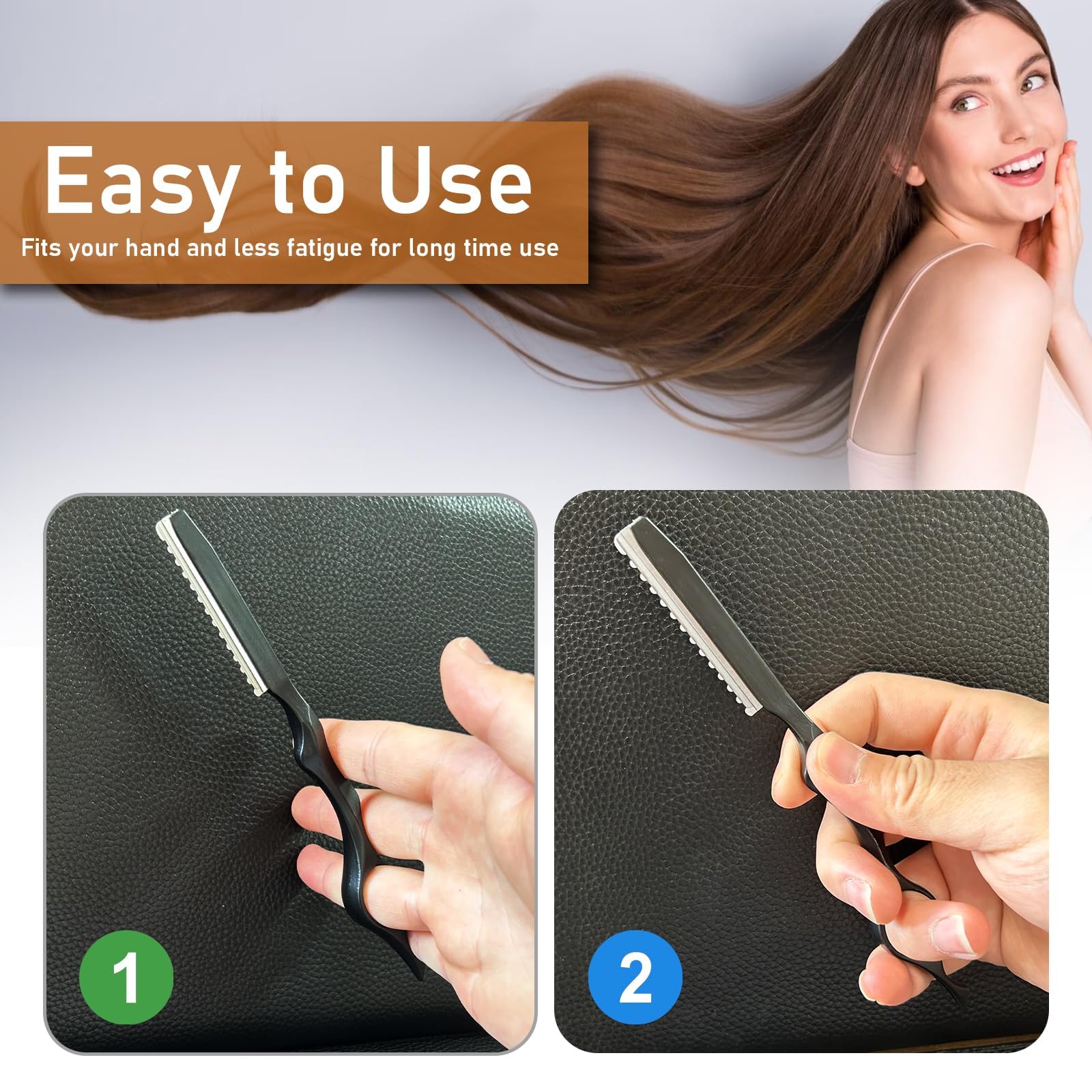 Rasoio per Sfoltire, Rasoio per Capelli, Hair Styling Razor, Forbici per Capelli con 10 Lame di Ricambio, Professionali Kit Hairstyling per Salone e Uso Domestico (Nero)