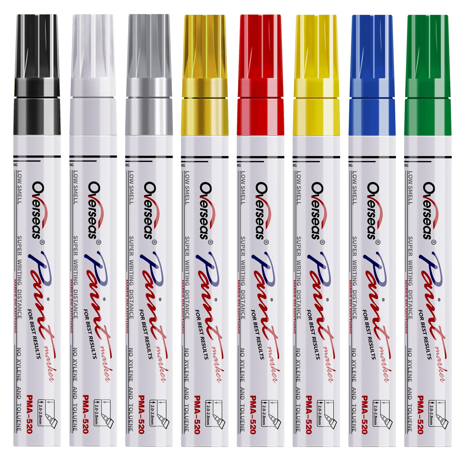 Paint Marker Pens - 8 Colors Oil Based Paint Markers, Permanent, Waterproof, Quick Dry, Medium Tip, Assorted Color Paint Pen for Metal, Wood, Fabric, Plastic, Rock Painting, Stone, Mugs, Canvas,
