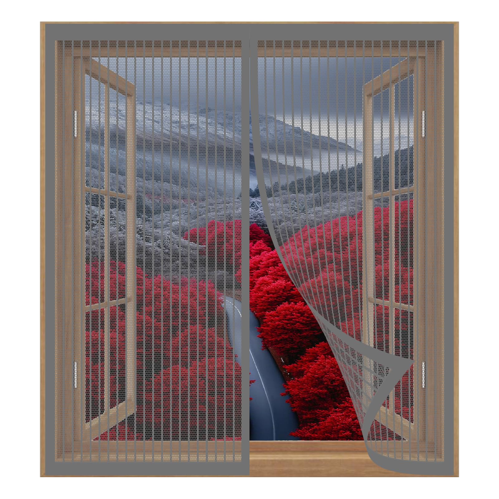 Magnetic Mosquito Net for Windows 79 x 127 cm Easy Installation No Drilling Or Screwing Fly Bug Mosquito Mesh for Windows Nets to Keep Bugs Out, Grey