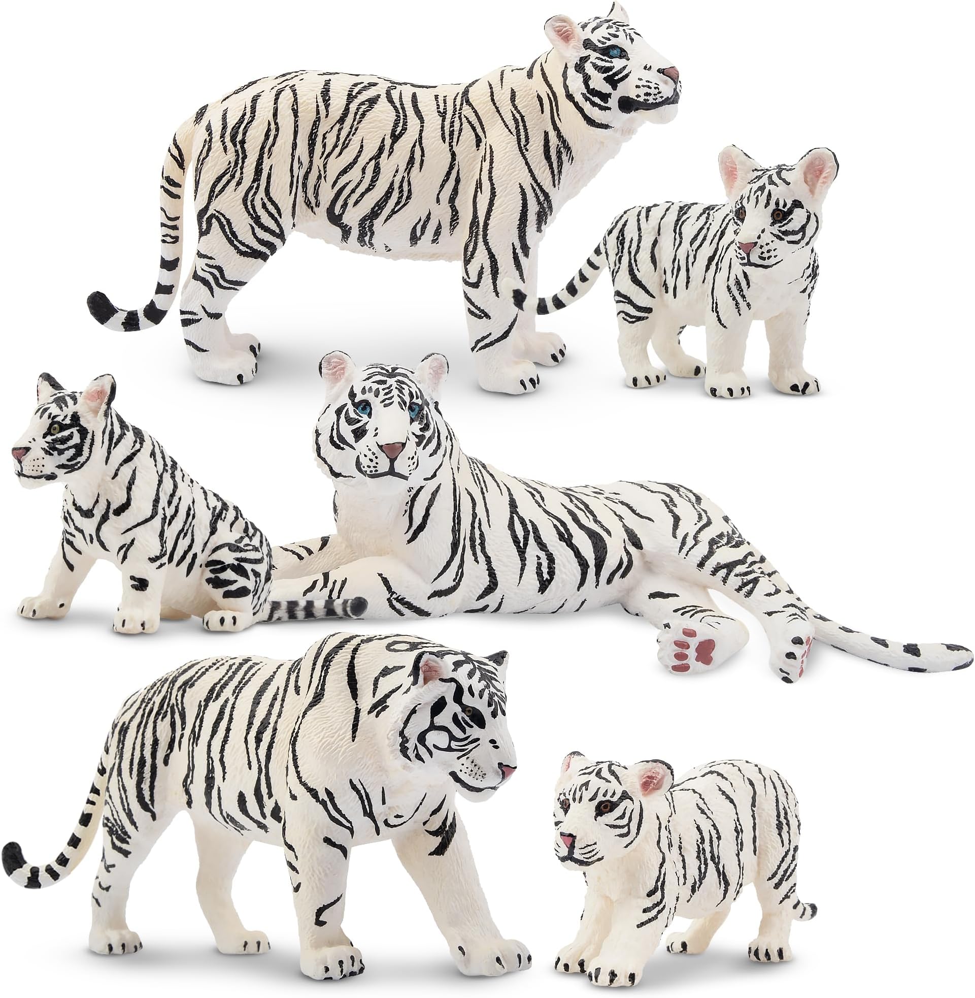 TOYMANY 6PCS Tiger Figure Set Wildlife Figure