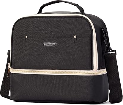 Breast Pump Bag Cooler Compartment for Breast Pump - Cooler and Moistureproof Bag Double Layer for Mother Breast Milk Pump Lunch Bag Outdoor Working Black
