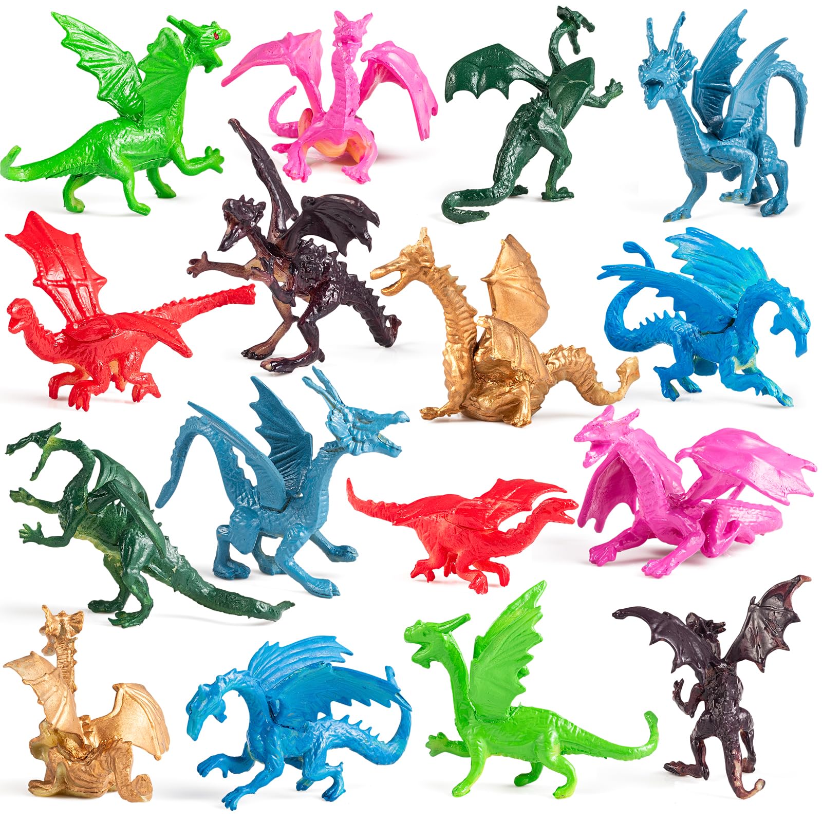 Sponsored Ad - Bedwina Mini Dragon Toy Figures - (Pack of 36) 2 Inch Plastic Rubbery Dragon Figurines in Assorted Colors and Styles - Kids Toys for Birthday Party Favors, Decorations, Cupcake Toppers and Piñatas