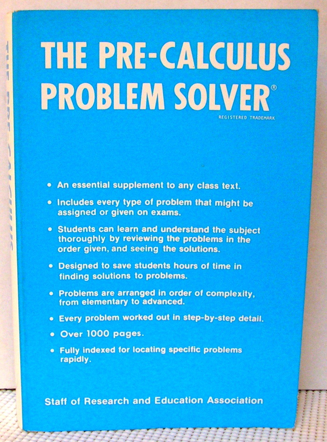 Pre-Calculus Problem Solver (Problem Solvers Solution Guides)