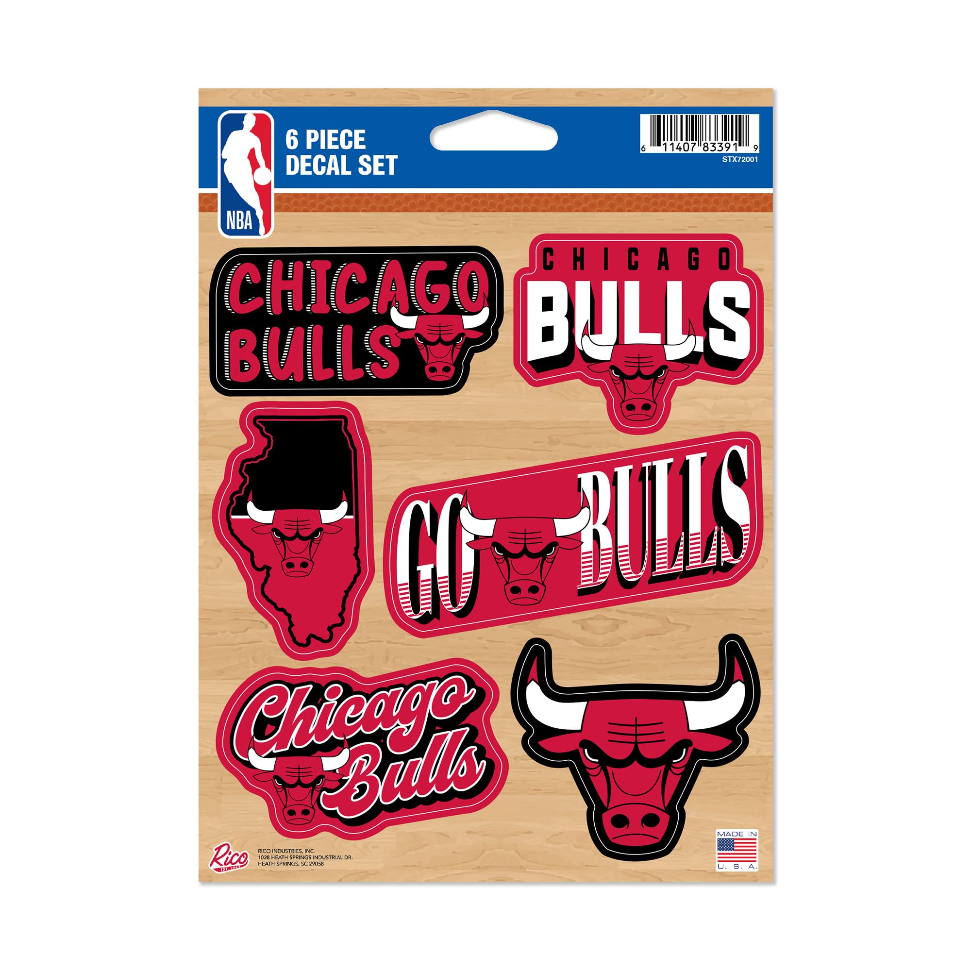 Rico Industries NBA Chicago Bulls Lot de 6 autocollants