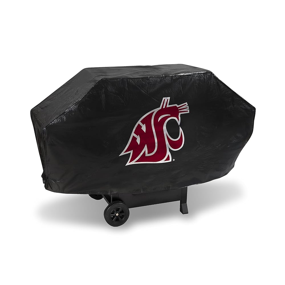 NCAA Rico Industries Washington State Cougars Black Deluxe Grill Cover Deluxe Vinyl Grill Cover - 68 Wide/Heavy Duty/Velcro Staps