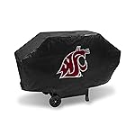 NCAA Rico Industries Washington State Cougars Black Deluxe Grill Cover Deluxe Vinyl Grill Cover - 68 Wide/Heavy Duty/Velcro Staps