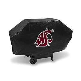 NCAA Rico Industries Washington State Cougars Black Deluxe Grill Cover Deluxe Vinyl Grill Cover - 68 Wide/Heavy Duty/Velcro Staps