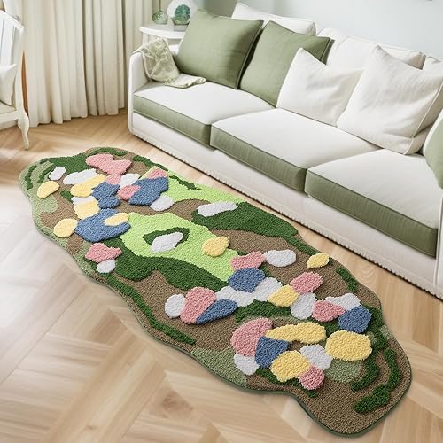 Miniatura 4 de Alfombra de musgo verde para dormitorio, alfombra supersuave y esponjosa para colocar junto a la sala de estar, alfombra larga antideslizante e