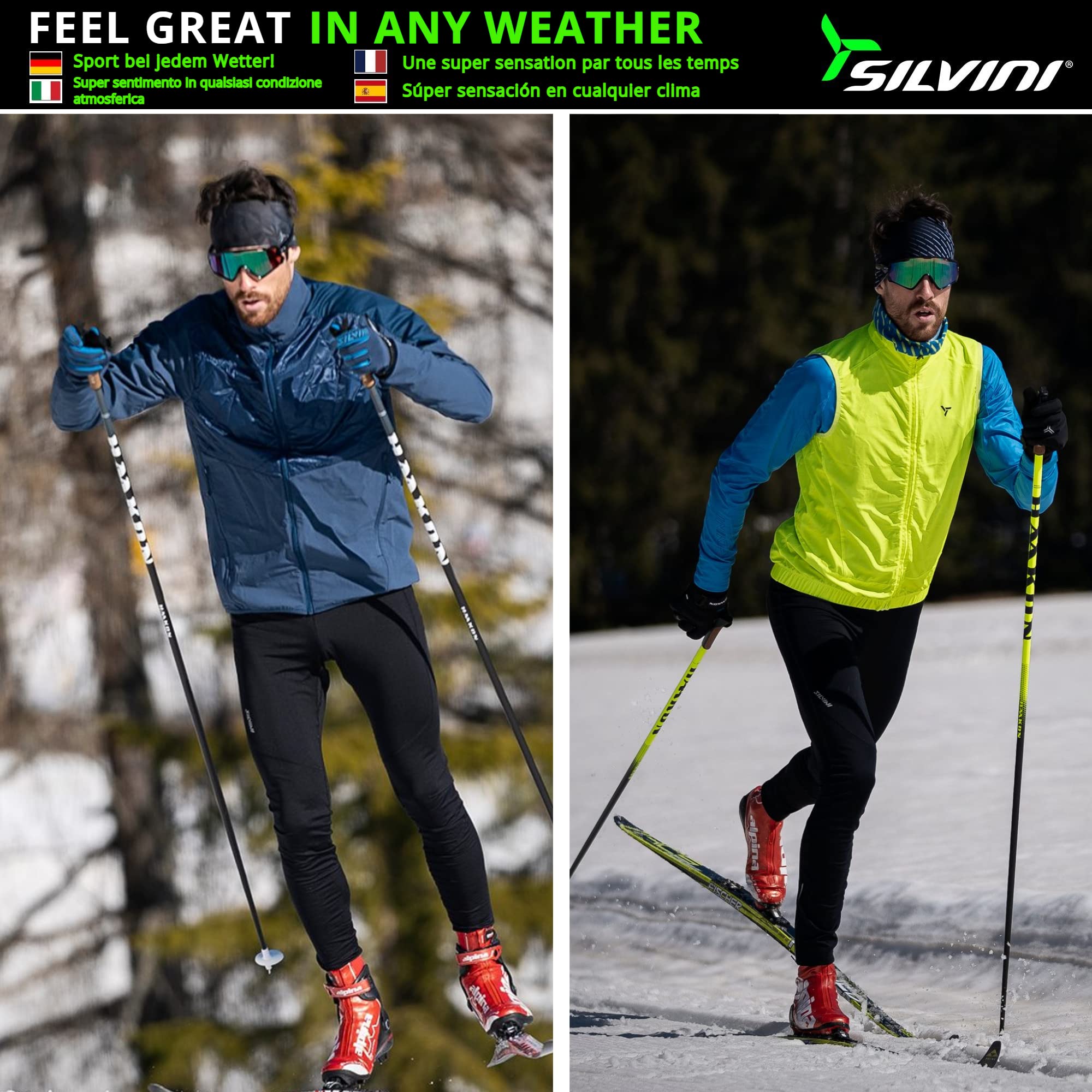 SILVINI Rubenza Elastische Funktionshose Herren mit Träger Laufhose Herren Winter lang Lauftight Herren lang Winter Laufhose Herren Thermo Laufhose Herren Langlaufhose