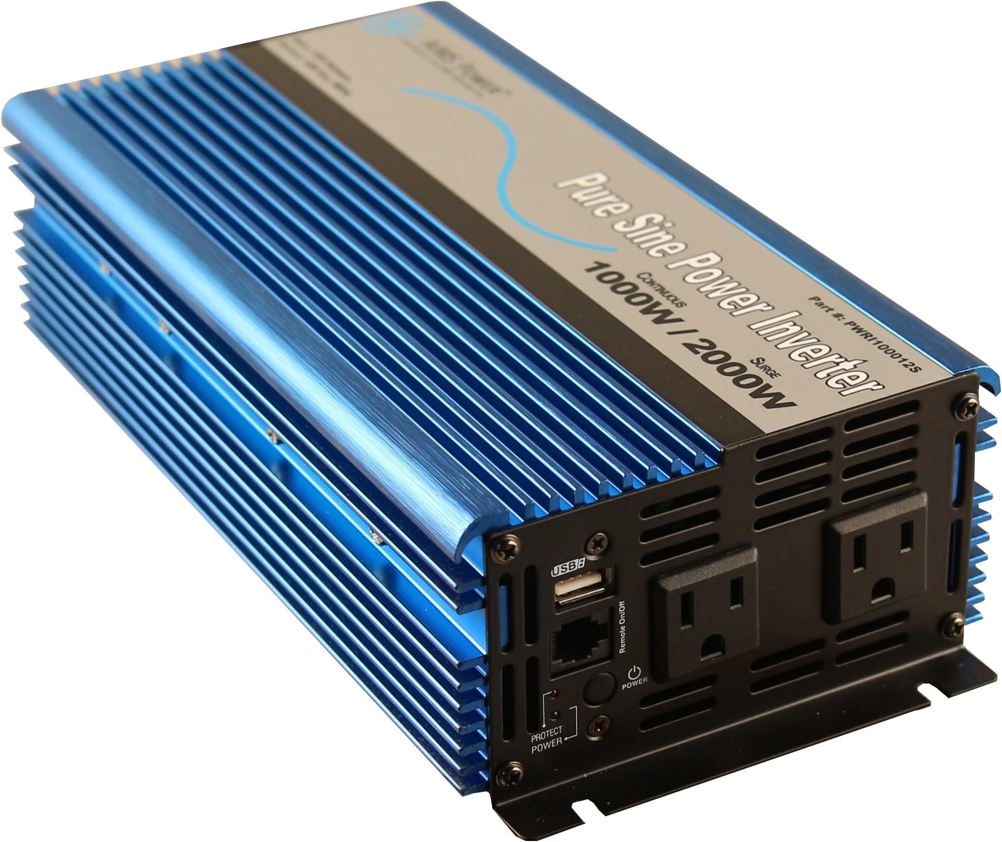 AIMS 1000W 12V Pure Sine Inverter 120V ETL Listed w/USB PWRI100012120S