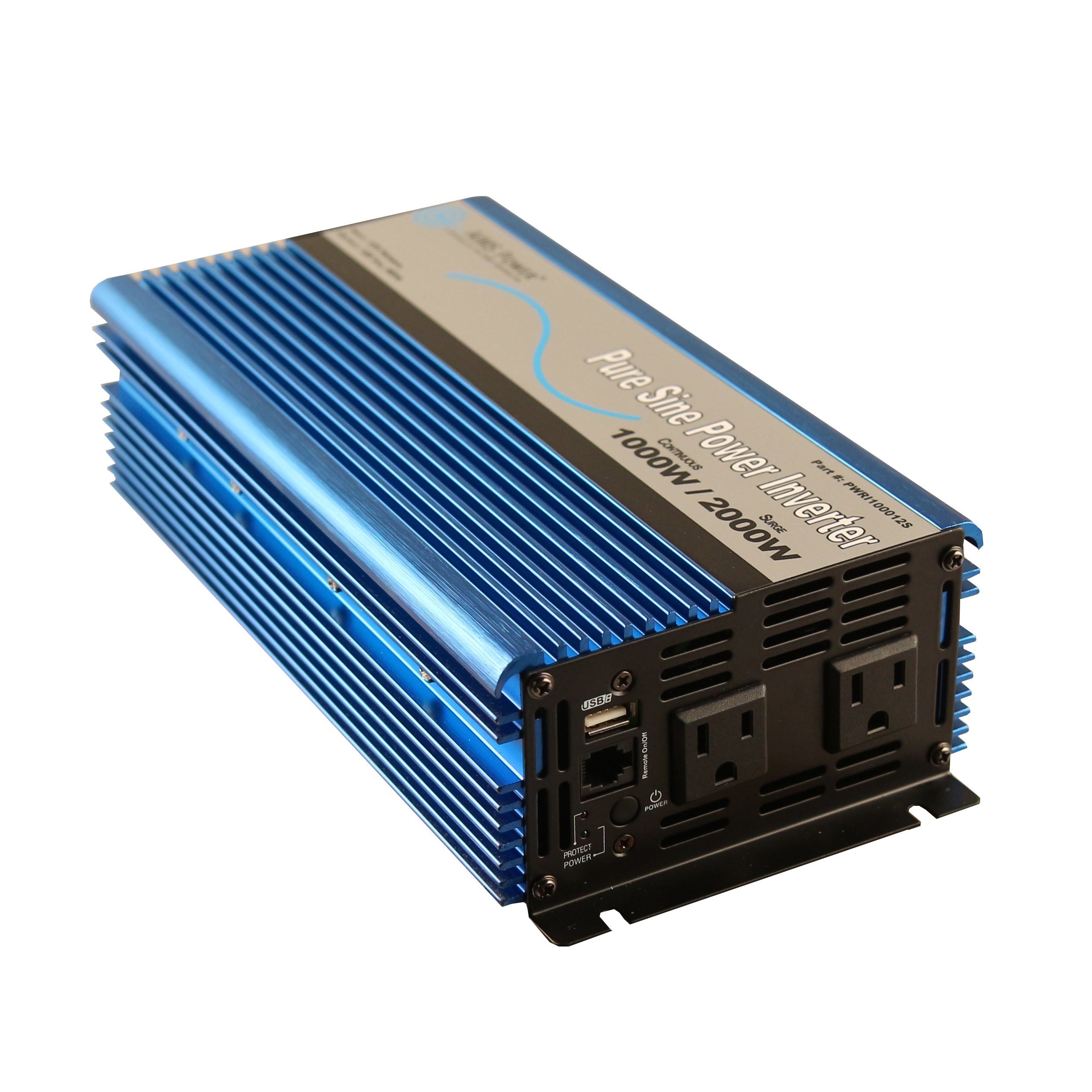 AIMS Power 1000 Watt, 2000 Watt Peak, Pure Sine DC to AC Power Inverter, USB Port, 2 Year Warranty, Optional Remote, Listed to UL 458