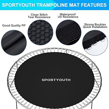 SPORTYOUTH Trampoline Replacement Mat Fits 12ft/14ft/15ft Round Trampoline