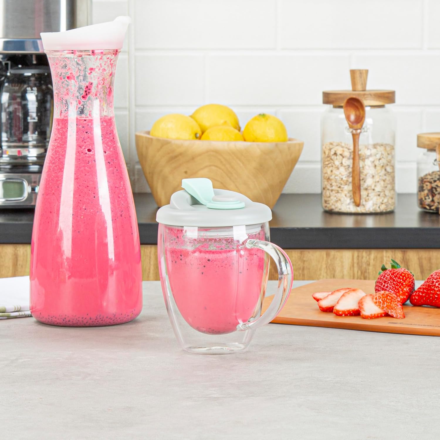 Restaurantware - Forma Professional 11.8 Ounce Insulated Travel Mug With Handle, 1 Double Wall Coffee Mug - Includes Lid, Reusable, Clear Borosilicate Glass Tumbler, Dishwashable, Microwavable - Image 6