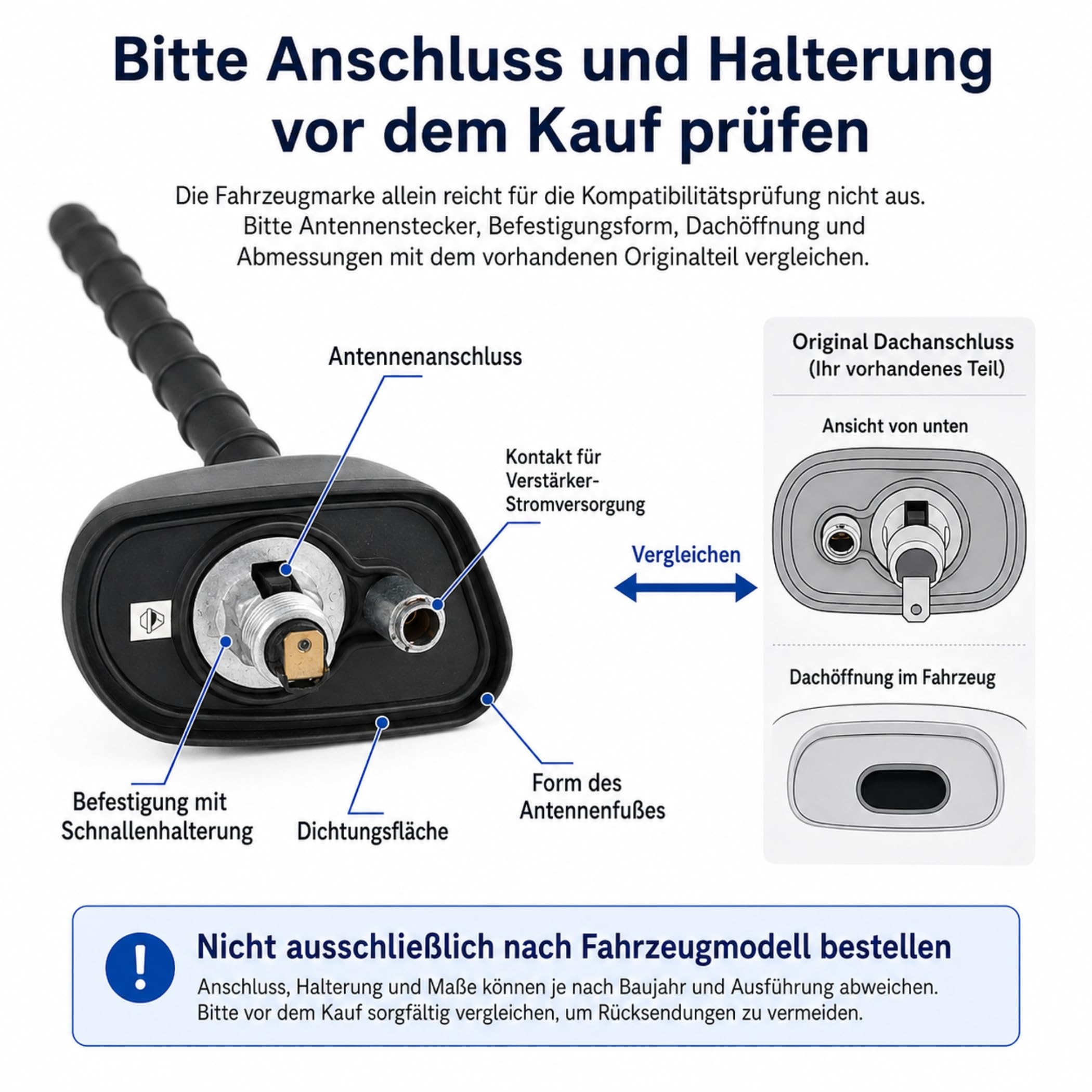 R15CS Stabantenne – Externe Dachantenne für Auto, AM/FM Radio für Hyundai, Toyota, KIA – Optimale Empfangsqualität für FM Radio | Ersatzantenne für Autoradio, AM/FM Empfang, einfache Montage, passend für viele Hyundai-, Toyota- und KIA-Modelle