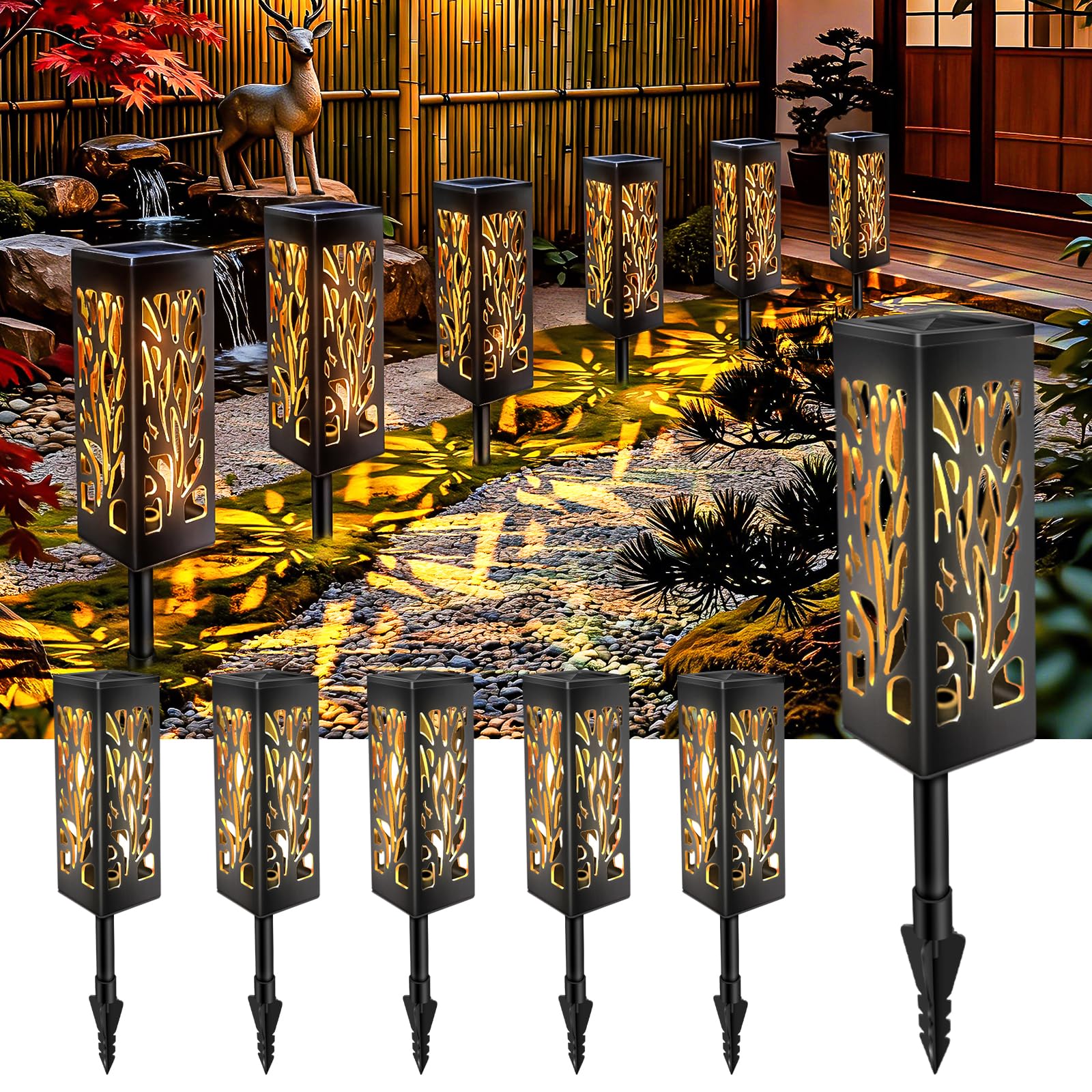 6 Stück Solarlampen für Außen Garten, Solarleuchten Garten Wasserdicht IP44, Solar Laterne, LED Solarlampe Gartenleuchte für draußen, Deko für Balkon, Terrasse, Rasen, Wege (Warmweiß)