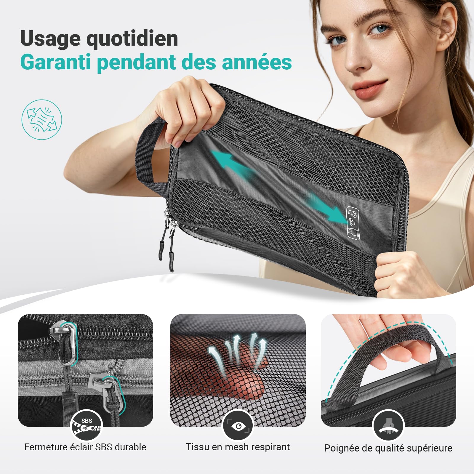 Koffer Organizer mit Kompression, 8 Stück Packing Cubes für Koffer und Rucksack – wasserabweisende Packwürfel aus recyceltem RPET, Reise Organizer für Handgepäck & Reisen