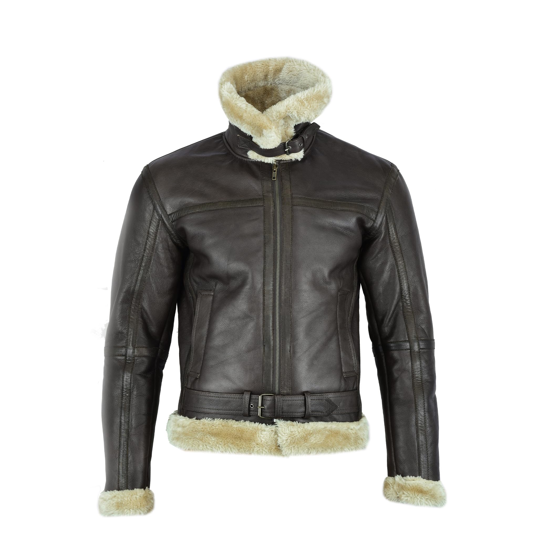 Leatherick Hombre Marrón Aviator estilo chaqueta de piel de cabra Vintage Bombardeo Chaqueta de vuelo