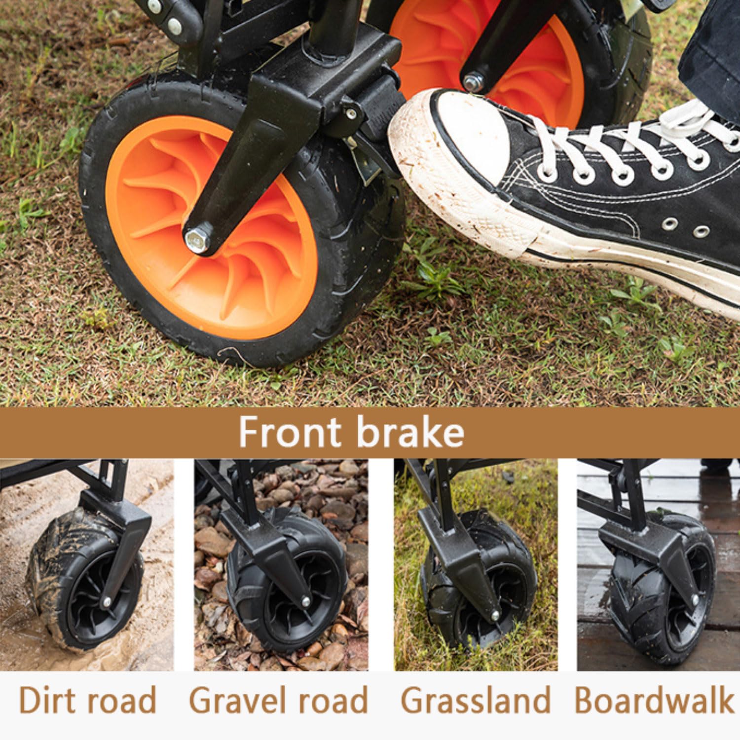 Carrello Pieghevole con Ruote Carrello da Spiaggia con Braccioli Regolabili Carrello da Giardino Campeggio Carrellino Pieghevole con Ruote Rimovibili per all'aperto Ogni Tipo di Terreno