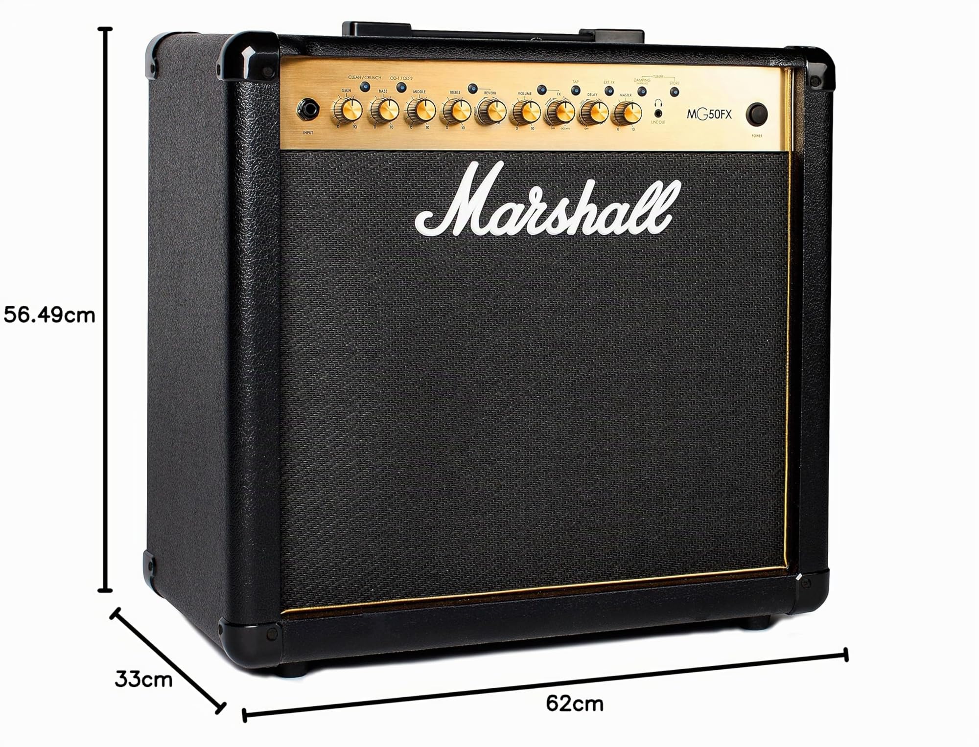 MG50GFX Combo Guitar Amp - Clean, Crunch, Overdrive Channels | Reverb/Delay Digital Effects | 3-Band EQ | 3.5 mm Headphones Out | 30W Output| Footswitch Included - Black