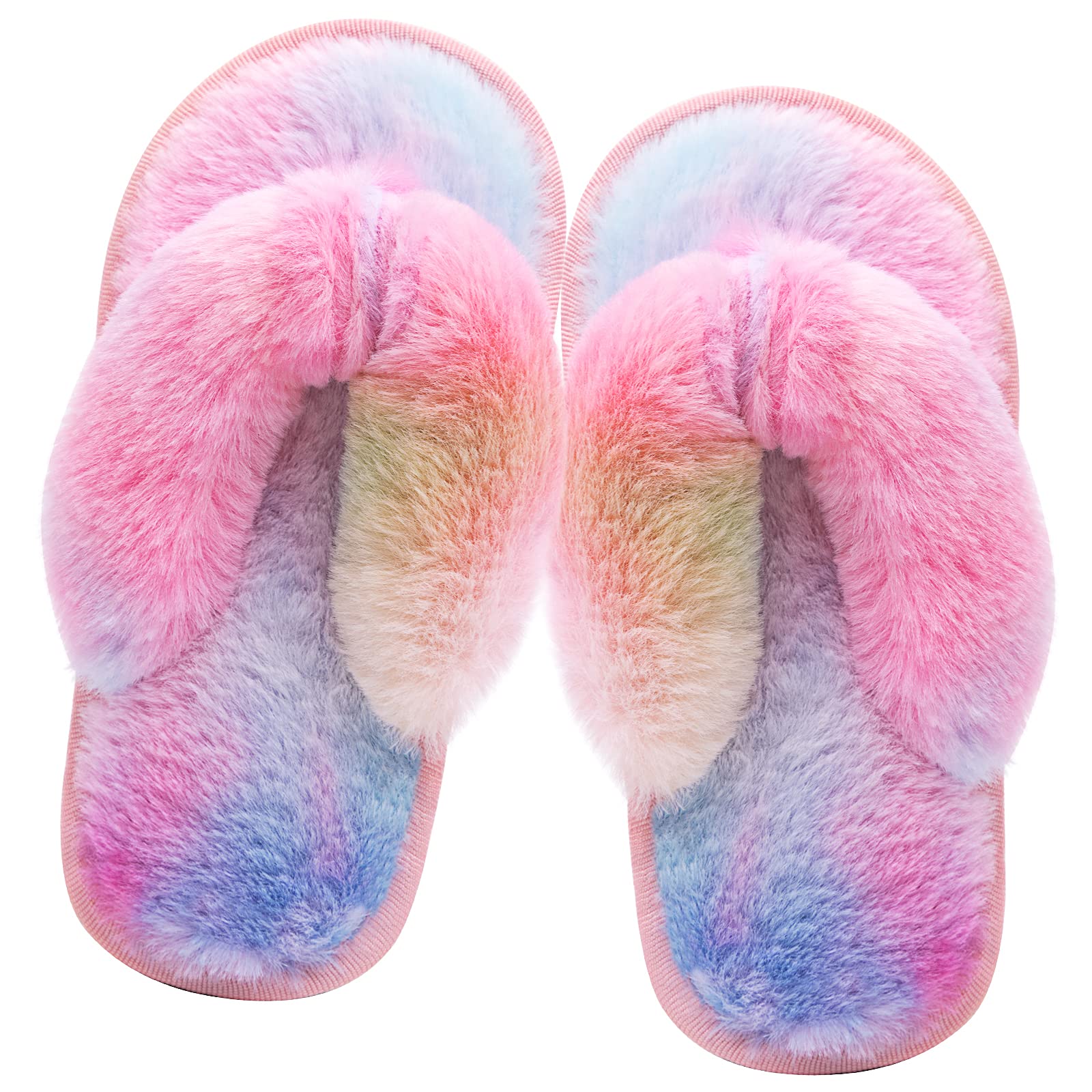 Eichzhushp Kids Flip Flop Slippers Soft Plush Fuzzy House Home Thong Slippers for Boys and Girls Open Toe Indoor Outdoor Warm Comfy Slip On