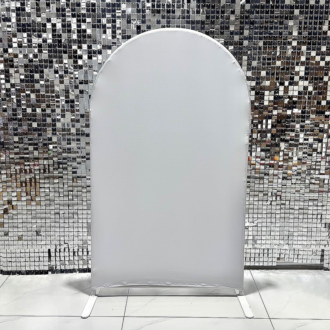 Arch Fabric Backdrop Covers Wedding Ripples White Color Arched 6ft Panel Cover Stretchy Decor Banner for Birthday Banquet Parties Bridal Shower