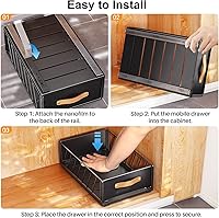 Vista 7 de Organizador de gabinete extraíble fijado con película nano adhesiva, estantes deslizantes de despensa de servicio pesado, almacenamiento de cajón