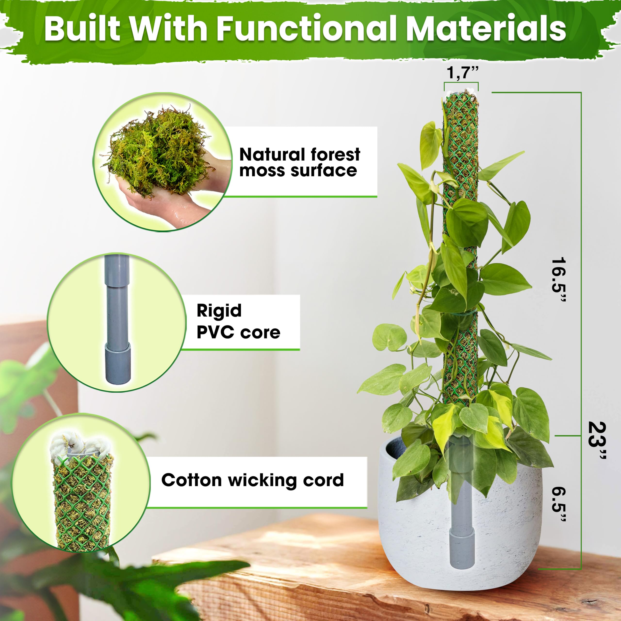 Amazon.com : DUSPRO Self-Watering Natural Green Forest Moss Pole