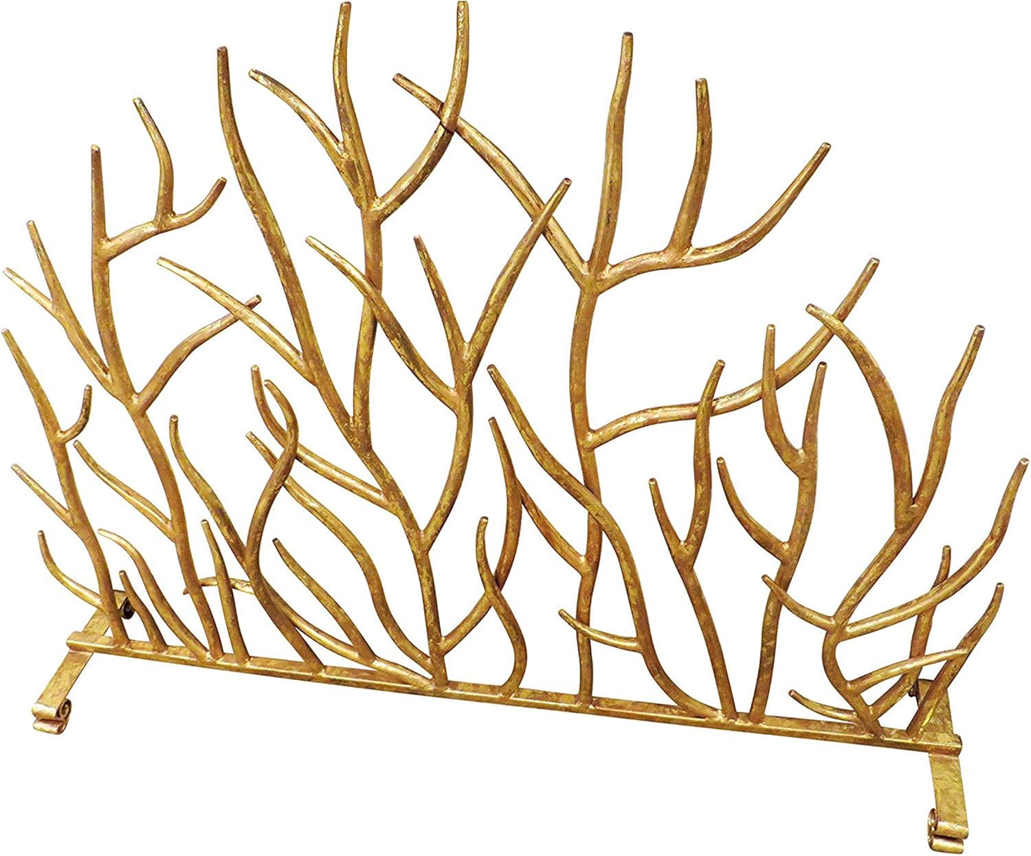 MY SWANKY HOME Gold Twig Branch Iron Firescreen Open Metal Fireplace Screen Flat Panel