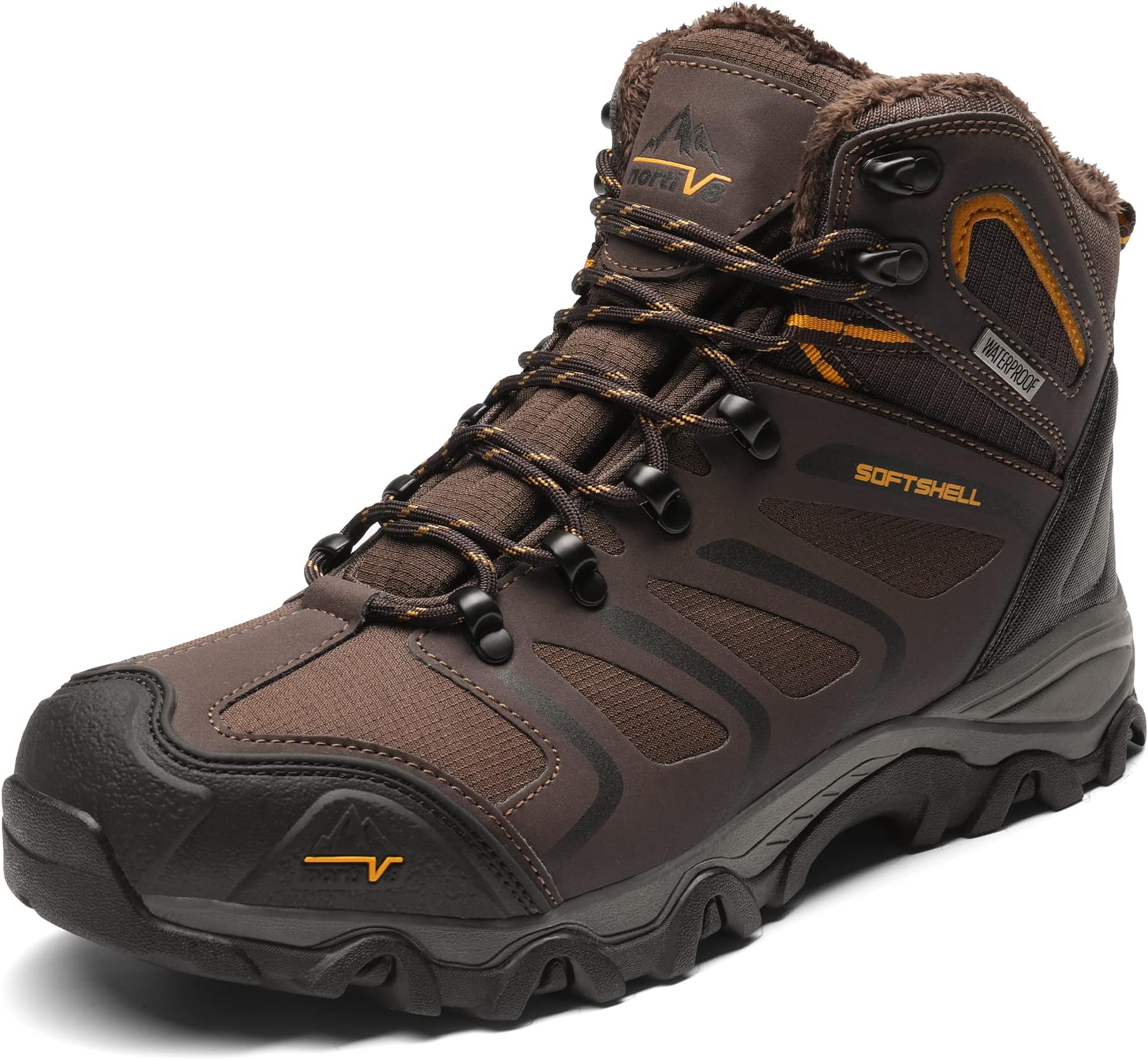 NORTIV 8 Men's Hiking Winter Snow Boots Outdoor Waterproof Lightweight Shoes Armadillo-Fur