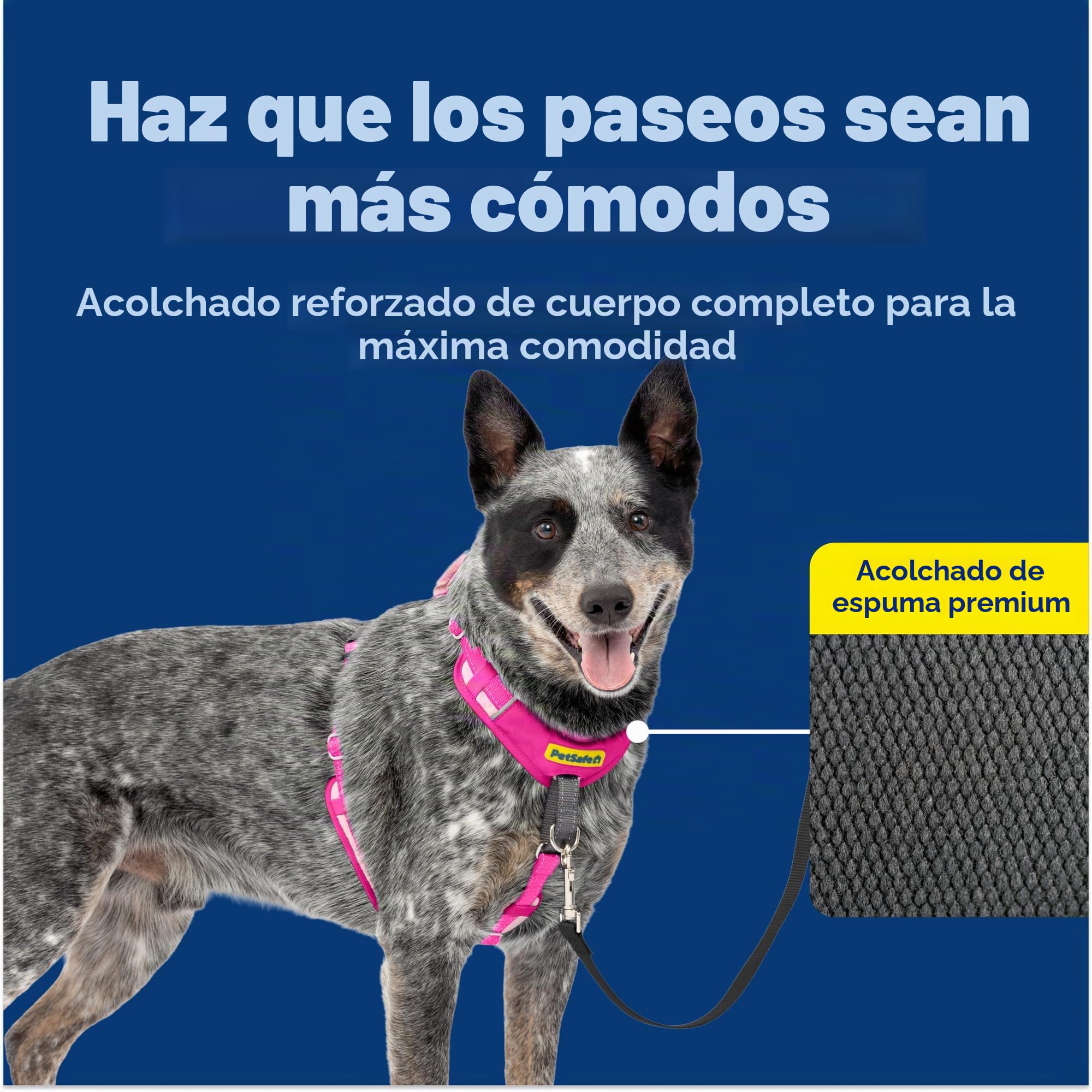 PetSafe Easy Walk Comfort - Arnés antitirones de adiestramiento, Acolchado Todo el Cuerpo, Resistente, 5 Puntos de Ajuste, Ribete Reflectante, Hebillas de Cierre rápido, asa, Uso Diario, Rosa, M/L