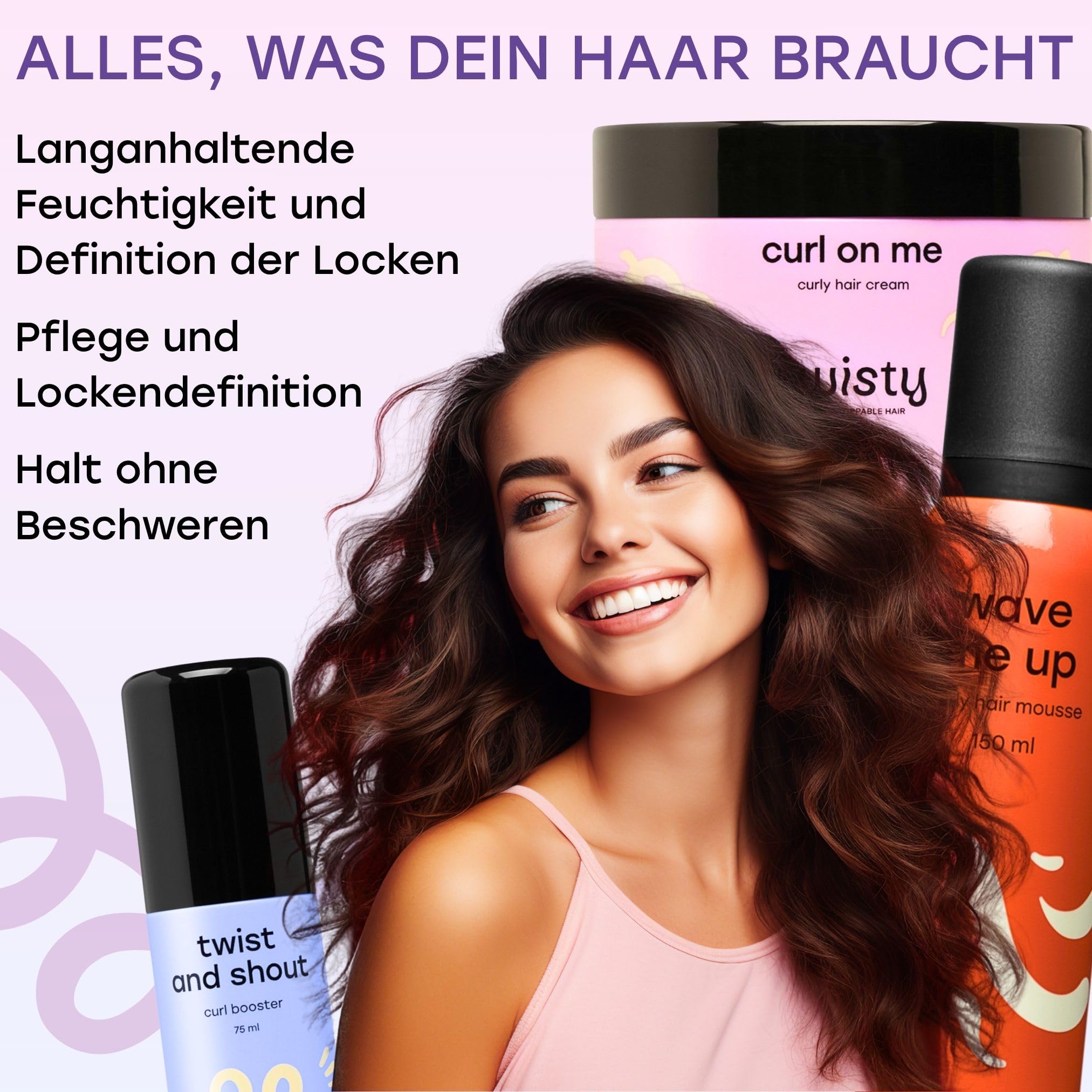 TWISTY Locken Routine Set: Locken Creme, Lockenschaum & Curl Booster - Lockenpflege für Naturlocken, Curly Hair Produkte, Haar Pflege Set für Curls