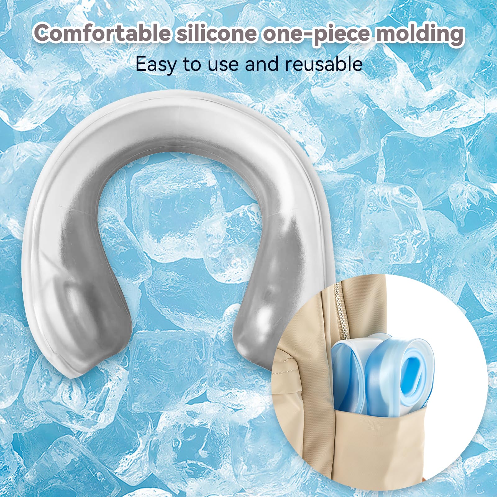 Neck Cooling Tube,Rapid Cooling Reusable ice Neck Cooler- Wearable Body Cooling Products for Outdoor Workers, Sports, and Relief from hot Flashes and Summer Heat Gray