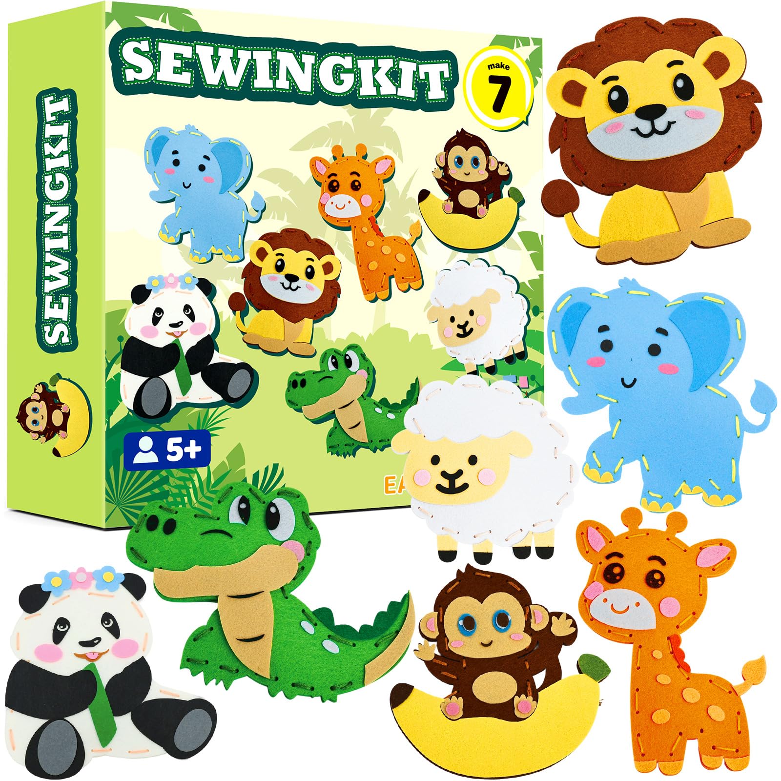 powerful xishan Kit de costura para niños, manualidades de fieltro de | 7 proyectos de animales de fieltro gruesos y fáciles para principiantes, juego de manualidades de costura