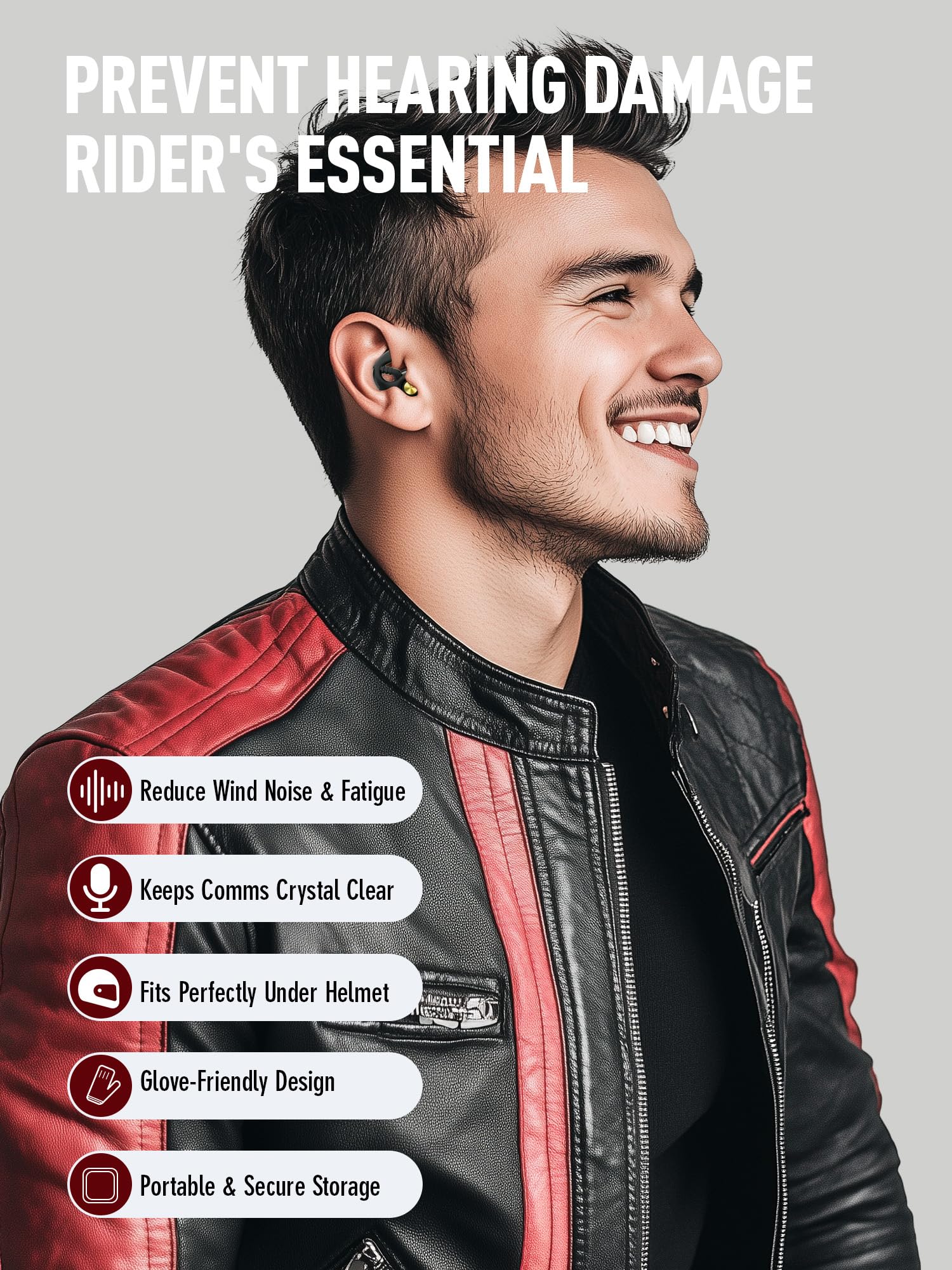 Motorrad-Ohrstöpsel, Windgeräuschunterdrückung, Moto-Gehörschutz, wiederverwendbare Ohrstöpsel für Motorrad, Motorsport, Touring, Rennen, Reiten – 2 Größen, 27 dB Geräuschreduzierung