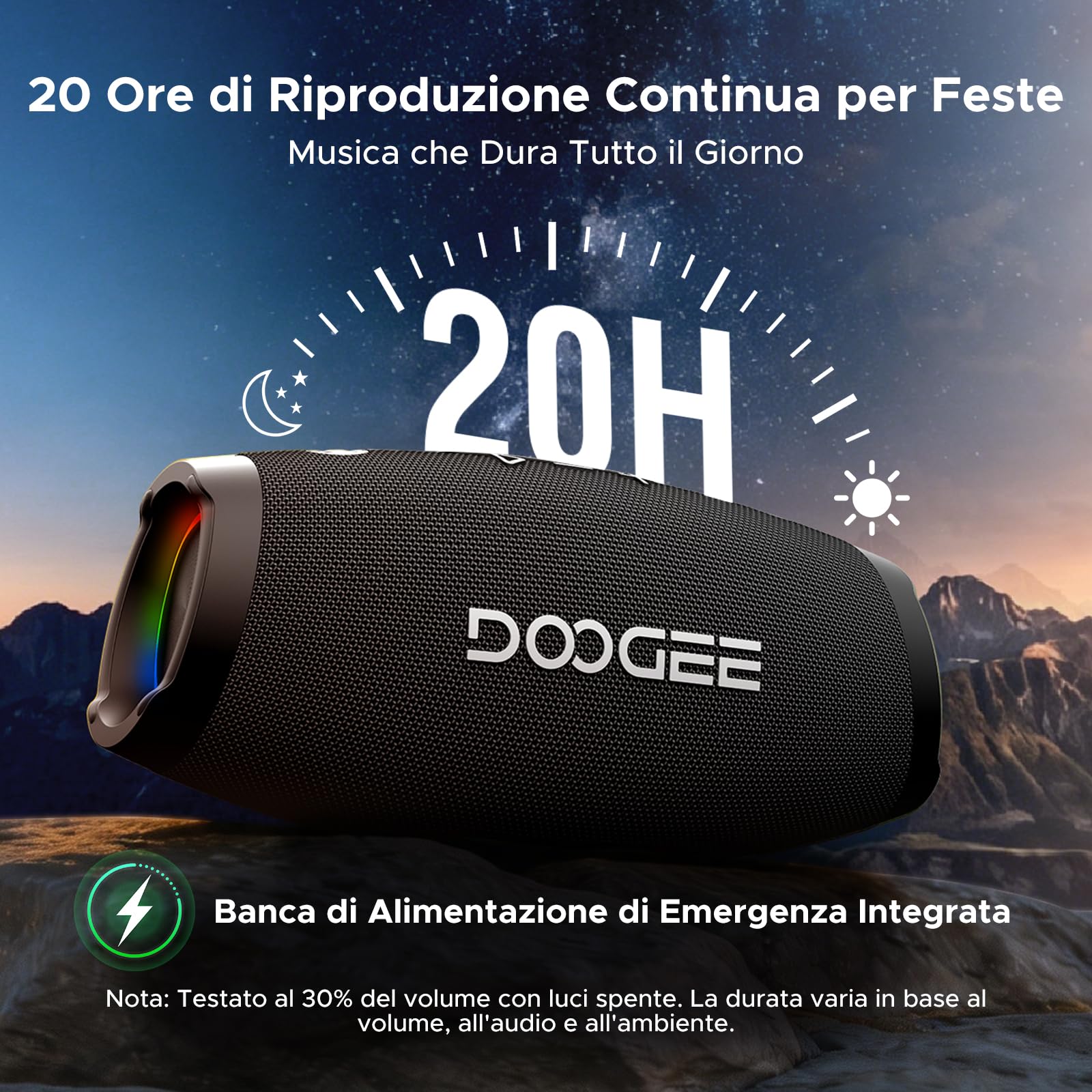 Cassa Portatile Potente 100W Picco,80W RMS,Speaker Wireless IPX5,15 Ore Autonomia,TWS Stereo,Bassi Profondi,RGB,Power Bank,USB TF AUX (BLACK)