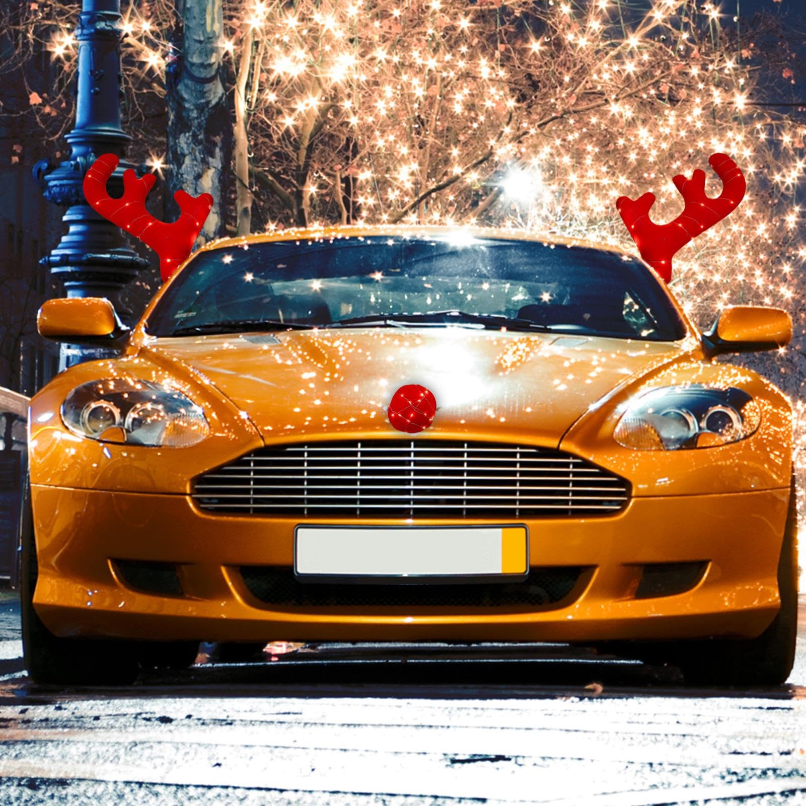 Générique Bois de cerf pour Voiture - Kit de Voiture en Corne de cerf de Noël | Costume de Camion de Voiture de noël, Ensemble Cadeau de noël, décoration de Renne, Bois pour Camion véhicule