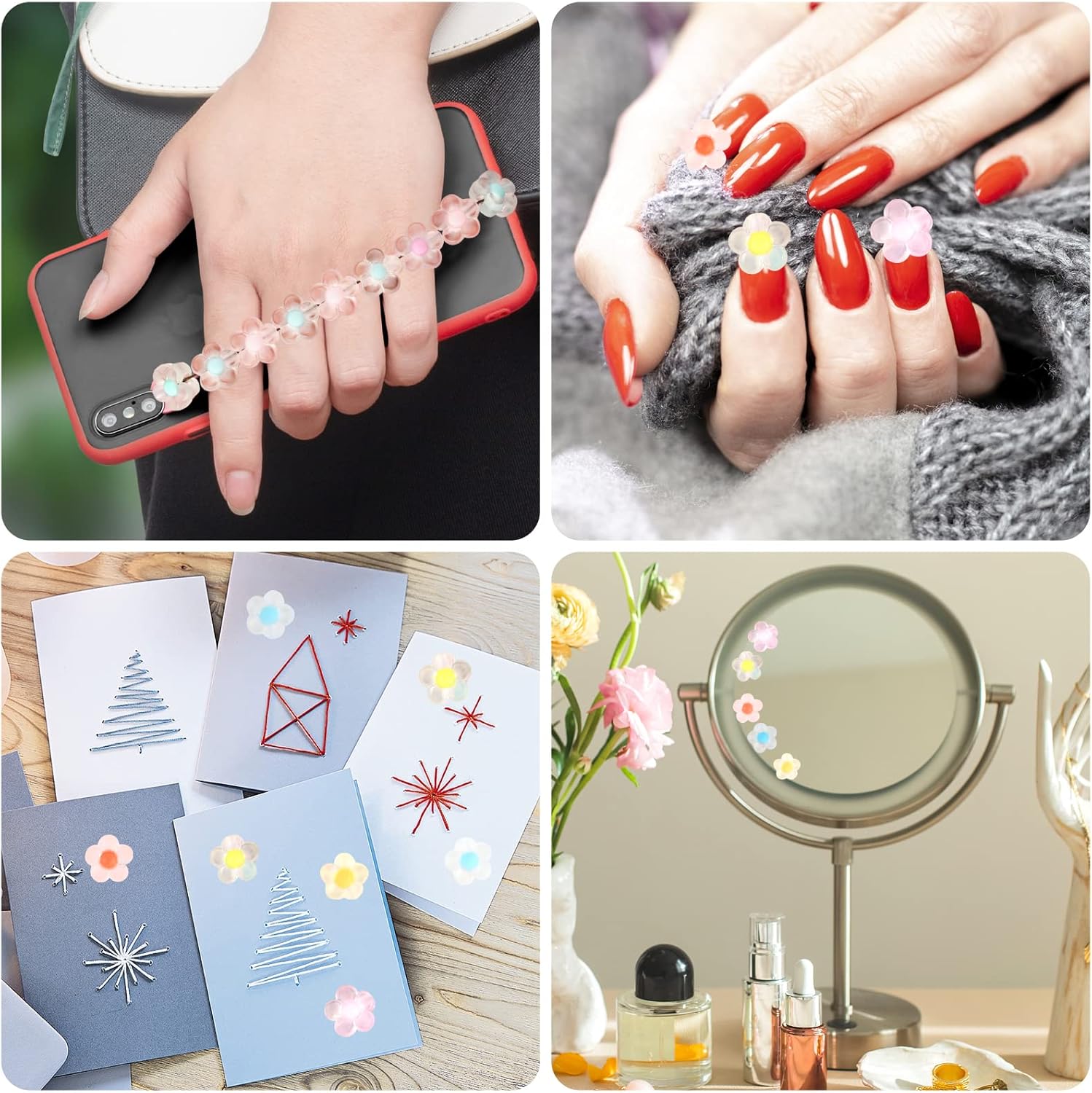 100PCS Acrylic Flower Beads, Candy Colors Spacer Loose Beads, 13mm Small Transparent Beads, for DIY Jewelry Craft Making Necklace Bracelet Supplies - Image 4